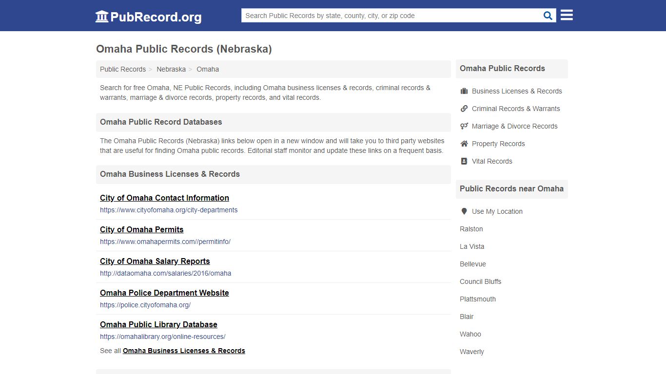 Free Omaha Public Records (Nebraska Public Records) - PubRecord.org