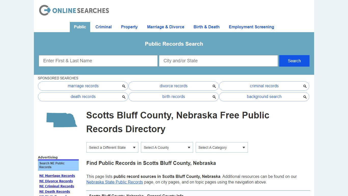 Scotts Bluff County, Nebraska Free Public Records Directory